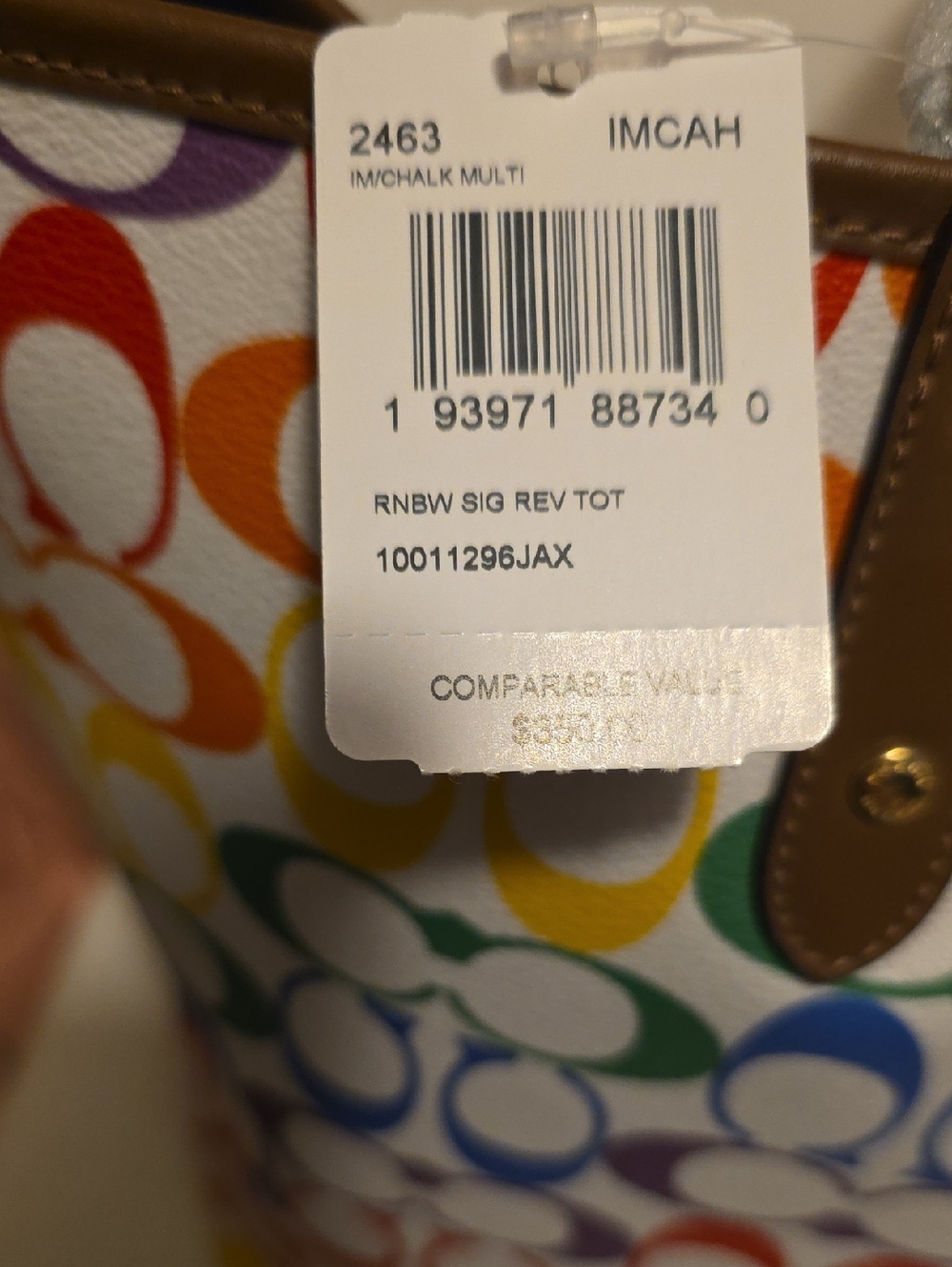 NWT Reversible Coach Rainbow Signature Tote with Leather Trim - Picture 6 of 6